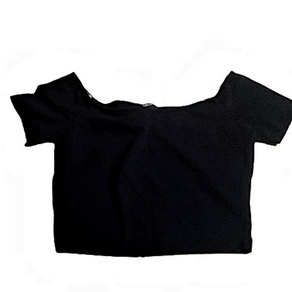 Small Black Off the Shoulder Crop Top - Picture 2 of 3